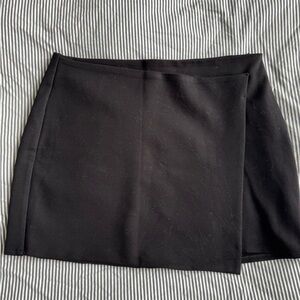 Mango knitted wrap mini skirt M Black